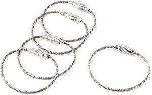 5 Pcs 1.5mm Dia Stainless Steel Wire Ring Keychain Cable 4.3" Long