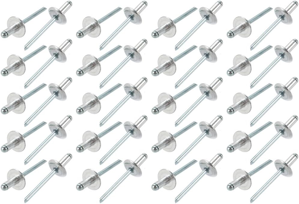 40 Pcs 5mm x 10mm x 14mm Aluminum Open End Large Flange Blind Rivets