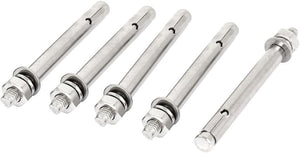 M10x120mm Stainless Steel Hex Nut Expansion Sleeve Anchor Bolts 5 Pcs