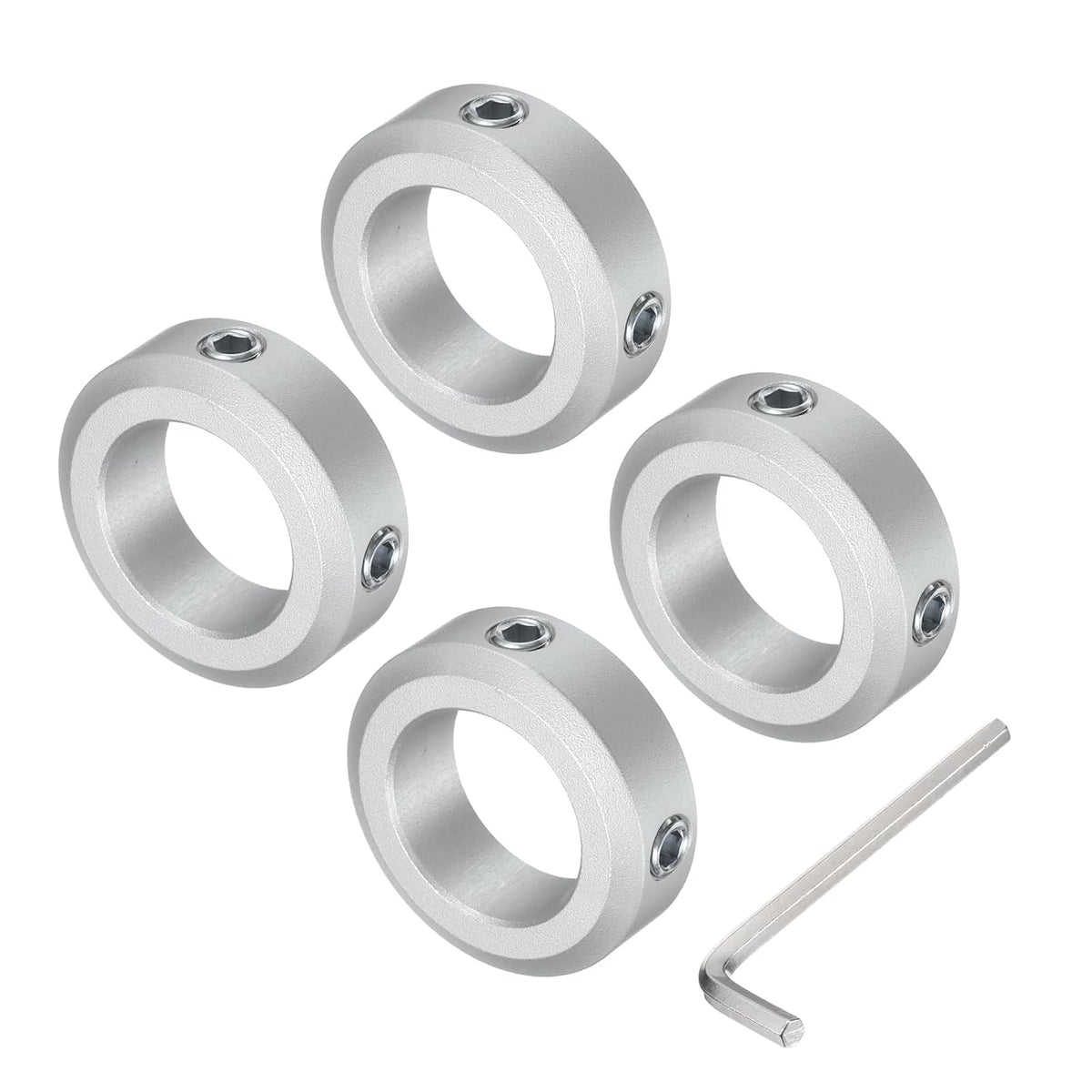 Set Screw Shaft Collar for 20mm Shaft, 4pcs Clamping Collars 32mm OD, 10mm Thickness, Aluminum Alloy Clamp-On Collar with M6 Set Screws and a Wrench