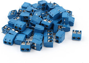 50pcs 2 Poles 5mm Pitch PCB Mount Screw Terminal Block AC 300V 10A AWG12-24