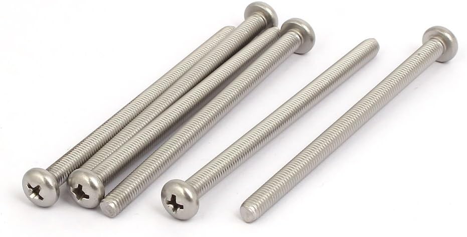 M5x80mm 316 Stainless Steel Phillips Round Pan Head Machine Screw Bolt 6pcs