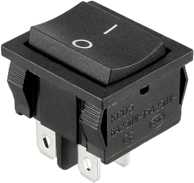 AC 250V/15A 250V/6A SPDT 4Terminal 2 Position On/Off Boat Rocker Switch Black 21x24MM