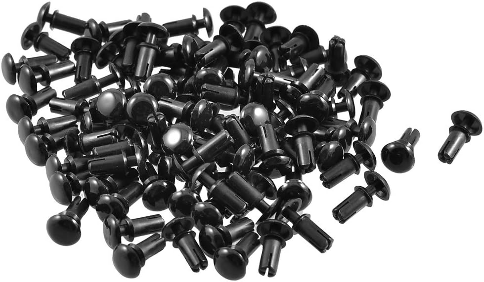 100 Pcs Black Nylon 4.0mm Bottom Dia Push Clips Rivets Fasteners R4080