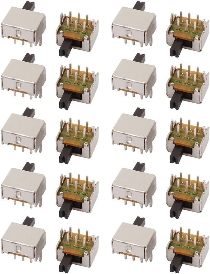 20Pcs 2 Position Vertical Angle 6P DPDT Micro Slide Switch Latching Power Switch