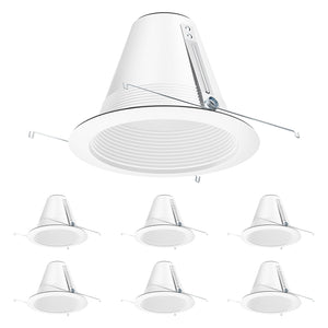 LinkMejor 6 Pack Baffle Trim Recessed Light, Seri E26 6 Inch
