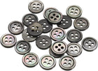 25Pcs Natural Shell Button, 4 Hole 10mm Mother of Pearl Buttons for Shirt Coats Suits Jacket Jeans Skirts DIY Sewing Crafts, Black/Silver