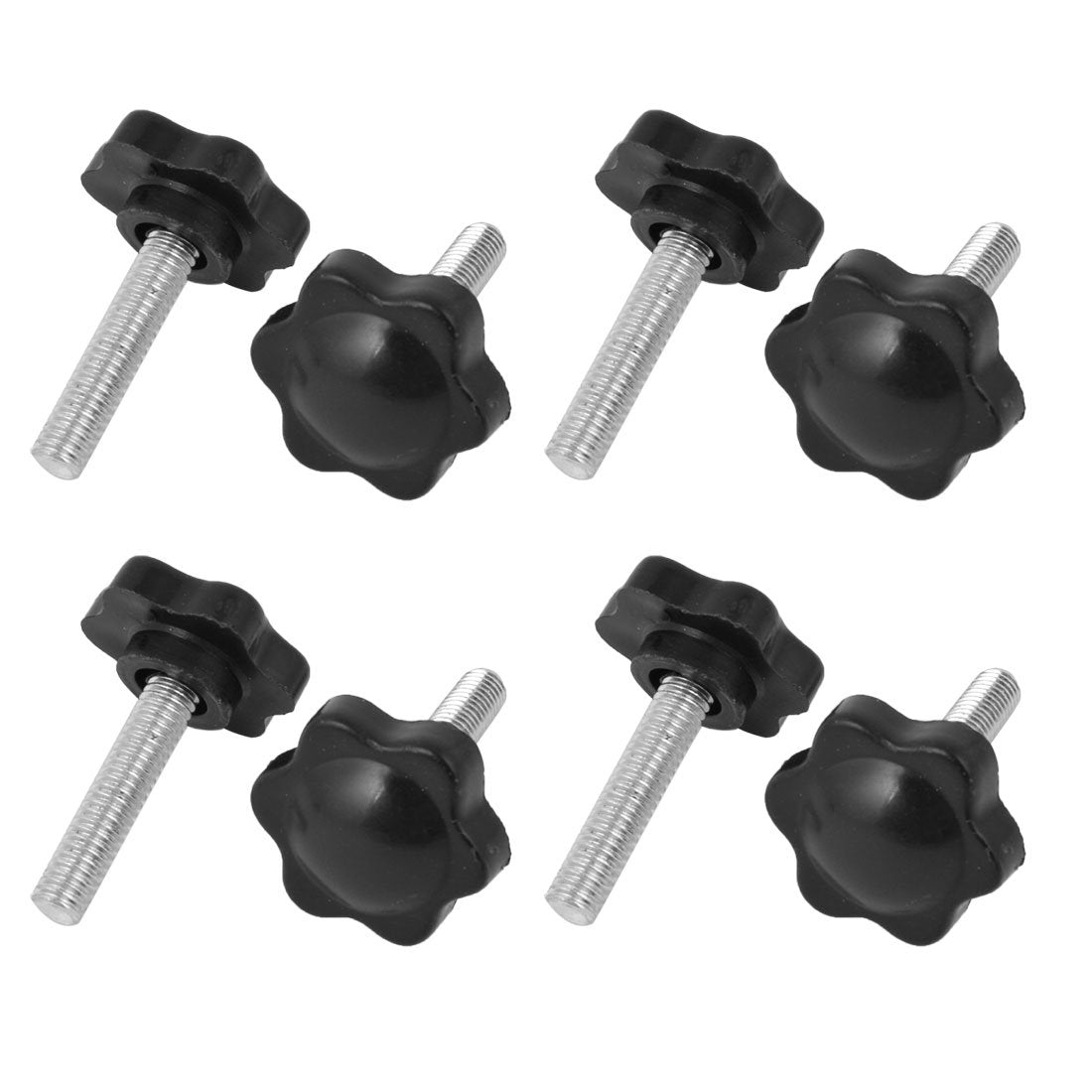 a14052100ux0734 M6x25 mm Male Thread 25 mm Star Head Diameter Clamping Knob 8Pcs, Metal/Plastic