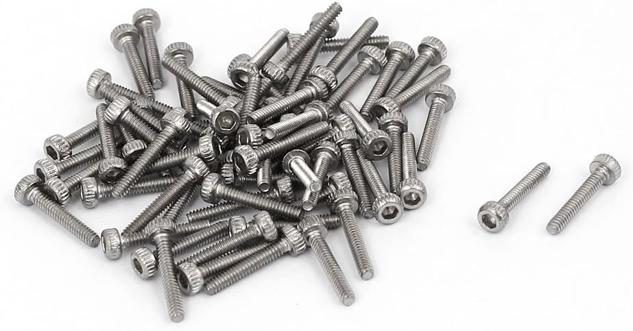 M1.4 x 8mm Thread 304 Stainless Steel Hex Socket Head Cap Screw DIN912 60pcs