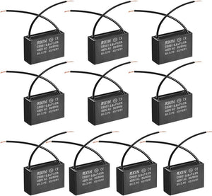 LinkMejor Ceiling Fan Capacitor CBB61 0.8uF 450V AC 2 Wires Metalized Polypropylene Film Capacitors 36.5x11x24.5mm for Water Pump Motor Generator, Pack of 10