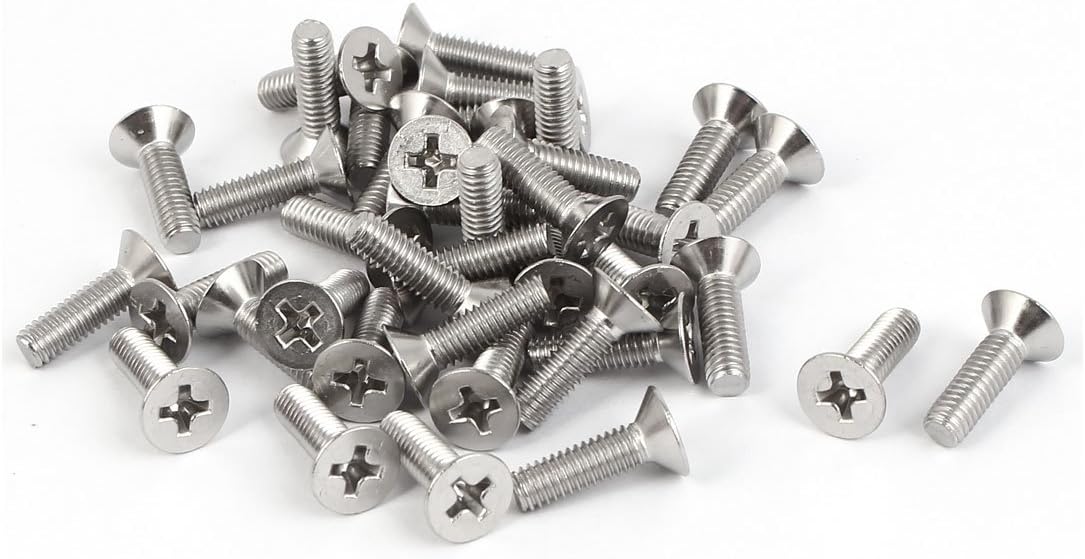 M4x14mm 316 Stainless Steel Flat Head Phillips Machine Screws Silver Tone 40 Pcs