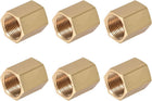 Brass Pipe Fitting Connector Straight Hex Nipple Coupler 3/8 X 3/8 G Female Thread Gold Tone 6pcs