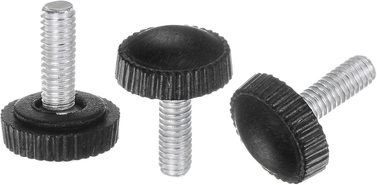 50pcs M4 x 12mm Metric Male Thread Knurled Knobs, Thumb Screw Clamping Knobs Grip Plastic Handle Hand Knobs with Threaded Stud, Black