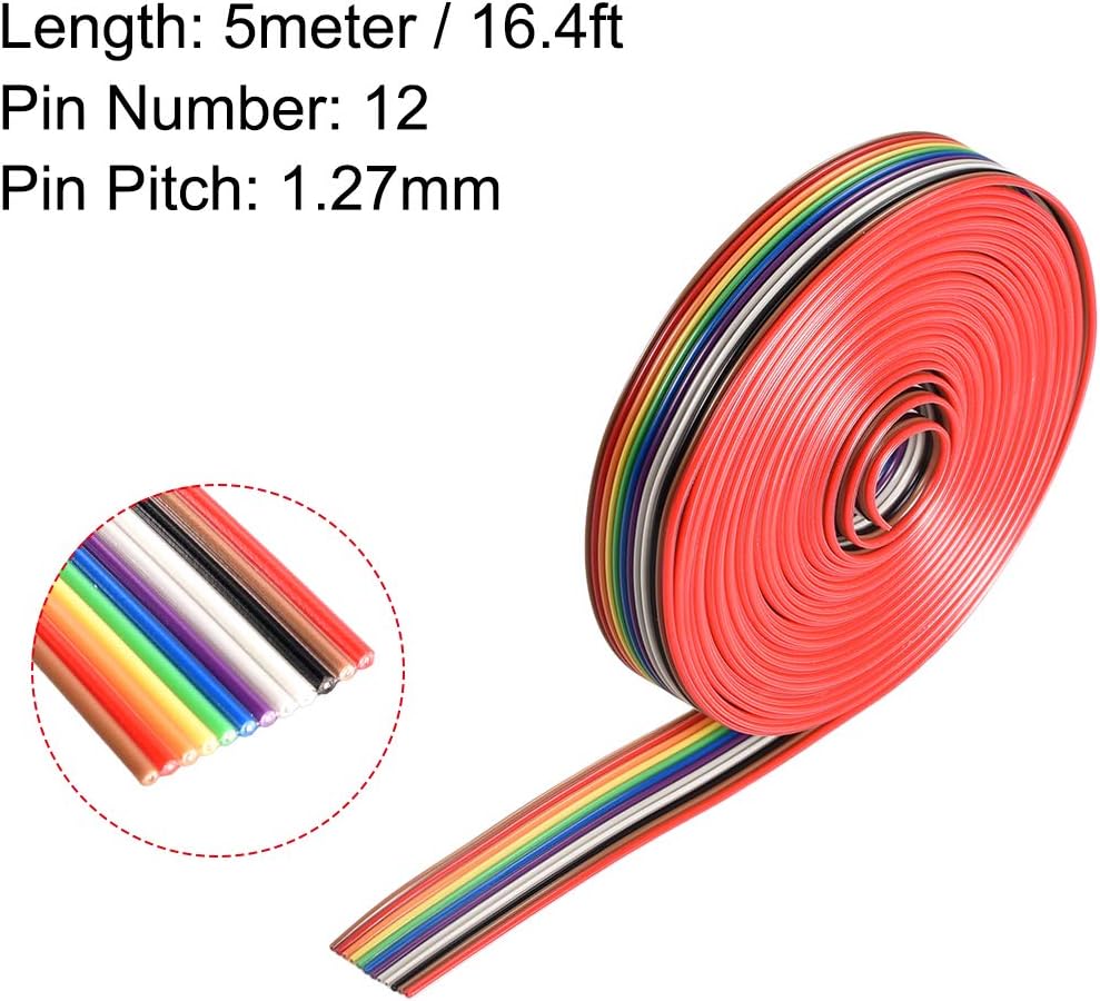 IDC Rainbow Cablu Ribbon Plat 12P 1.27mm Distanță 5metri/16.4ft Lungime