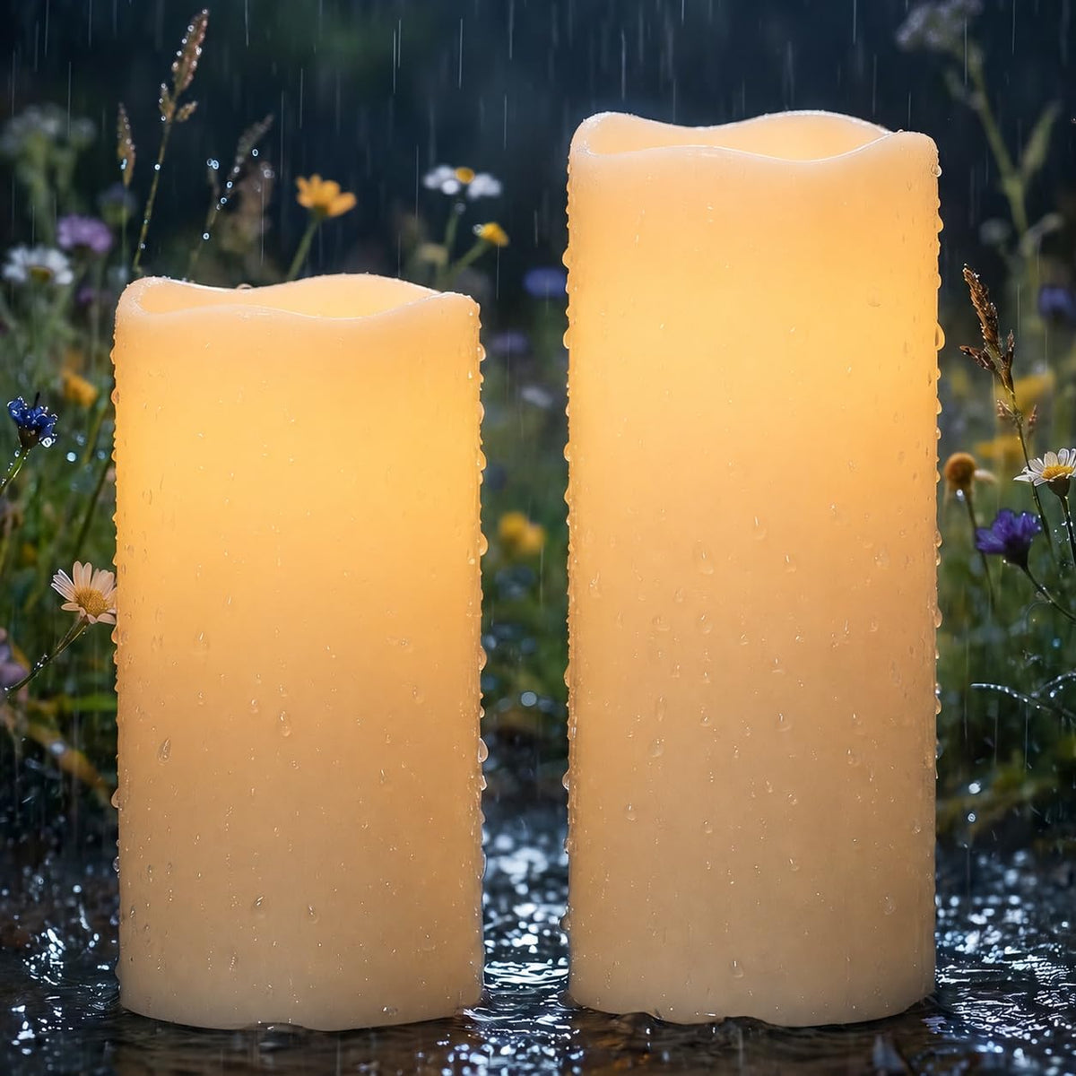 Velas al aire libre LinkMejor con temporizador, impermeables, 2 unidades Φ 4" H10”