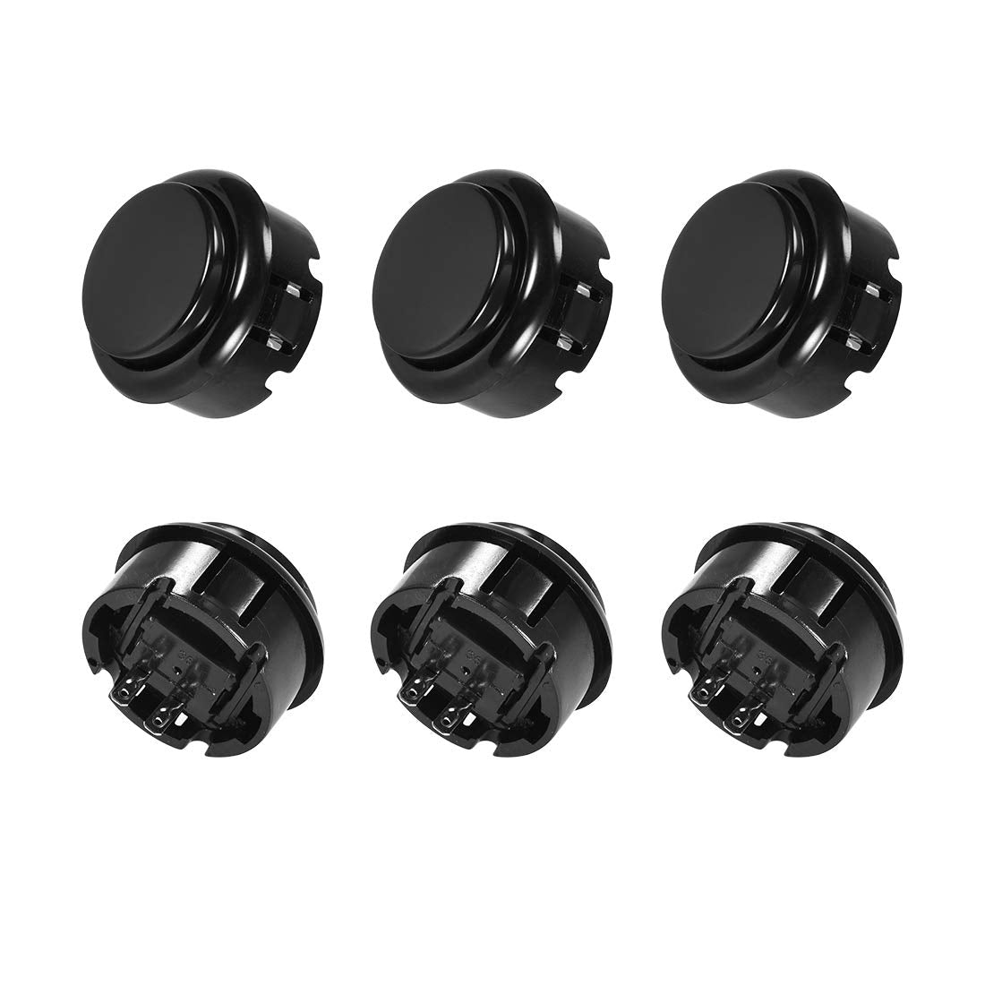 30mm Monteringshul Momentært Spil Trykknap Skift for Arcade Videospil Sort 6stk