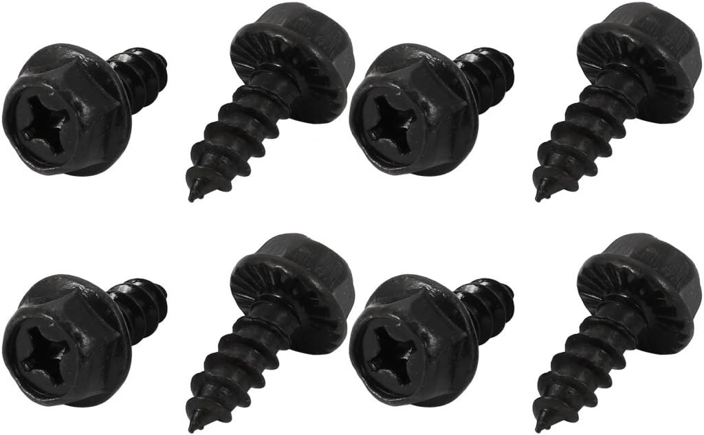 M6x16mm Iron Zinc Plated Self-Tapping Hex Flange Phillips Drive Blot Screw 8pcs