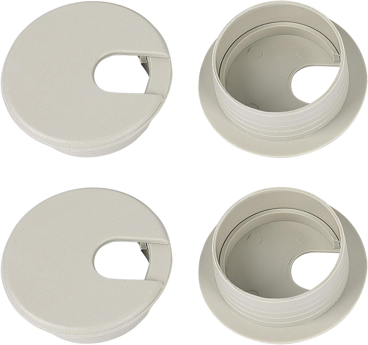 Office Computer Desk Grommet, Plastic Desk Cord Cable Hole Cover Grommets - 1.4 Inch/35mm Dia, 4 Packs, Gray