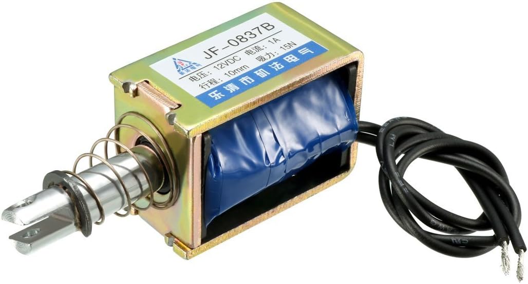 12VDC 15N 10mm Stroke Pull Push Solenoid Electromagnet Open Frame Type Linear Motion JF-0837B 1pcs