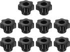 10pcs Clamping Star Knobs M8 Metric Female Thread 32mm 7-Point Star Plastic Head Through Hole Brass Insert Screw-in Threaded Hand Knob Handles Jig Knobs, Black