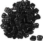 LinkMejor 100pcs Plastic Spring Cord Locks Stopper Double Hole Toggle Fastener Rope End for Drawstring Clothes, Shoelaces, Bags, Tie-Downs, Black