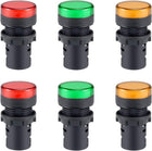 6Pcs Red Green Yellow Indicator Light AC/DC 12V, 22mm Panel Mount, for Electrical Control Panel, HVAC, DIY Projects