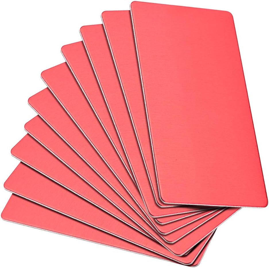 Blank Metal Business Card 80x40x1mm Anodized Aluminum Plate for DIY Laser Printing Red 10 Pcs