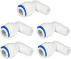 5pcs 1/4 Inch Male To 3/8 Inch OD Quick Connect Water Tube Fittings Water Purifiers Tube Fittings Connector Filter Tubing Hose for RO Reverse Osmosis System White Blue