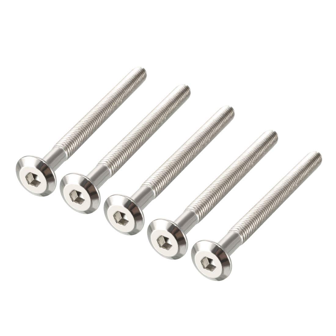M6x70mm Furniture Bolts Hex Socket Screws Fastener 48mm Thread Length 5pcs