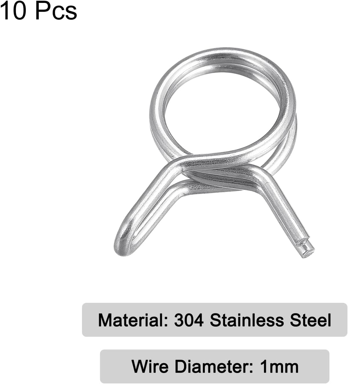 Doppelte Drahtbogenschiene, 10 Stk. 304 Edelstahl 13mm Innendurchmesser, passend für 14,6mm-15mm OD Schlauch Kraftstoffleitung Silikonrohrbänder Clip