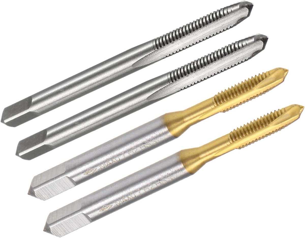 2pcs Metric Machine Tap M4 x 0.7mm Thread Tapping & Spiral Point Plug Threading Tap M4 x 0.7 3 Flutes H2 High Speed Steel