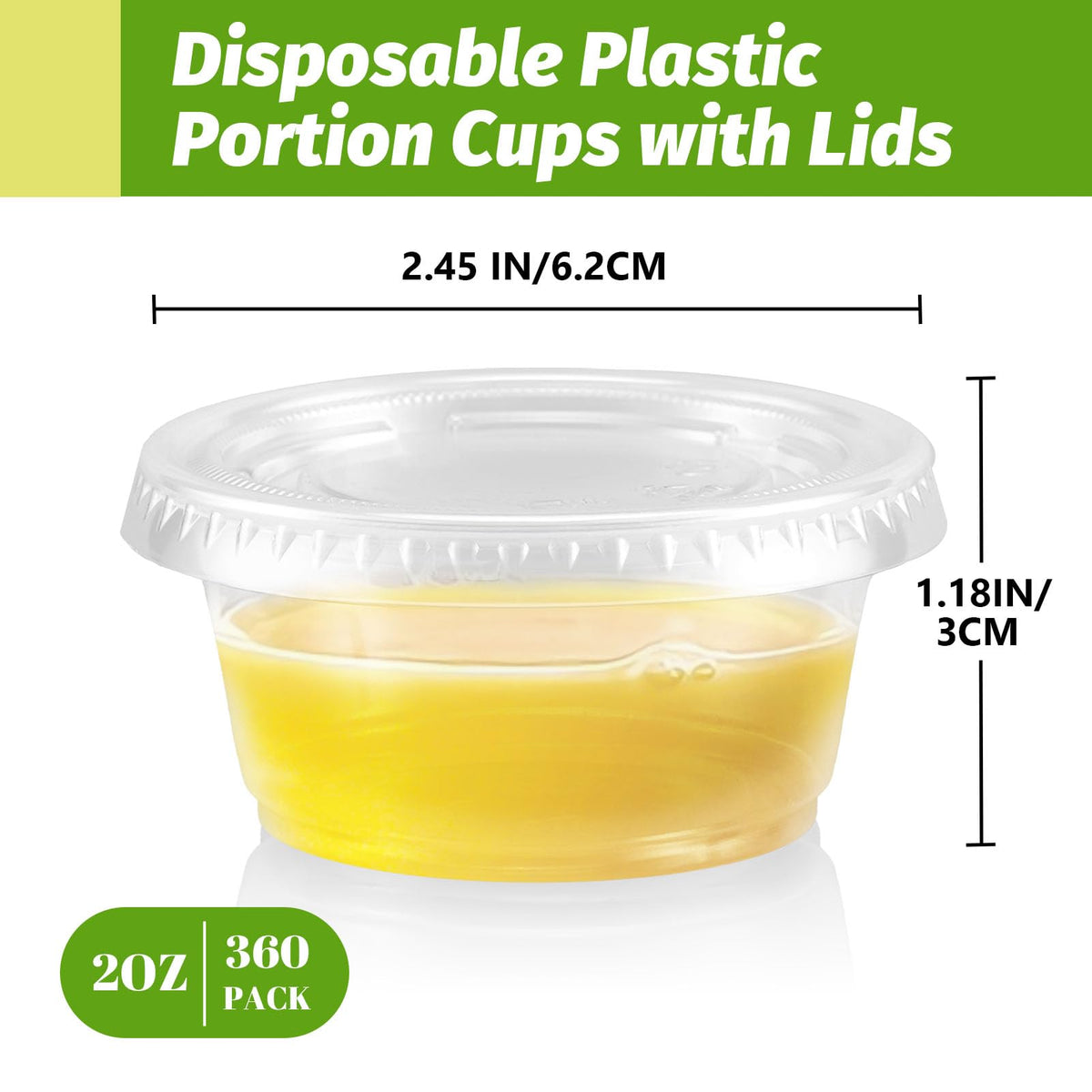 LinkMejor 360 Juego 2oz Copas de Gelatina con Tapas Copas de Aderezo de Plástico Transparente