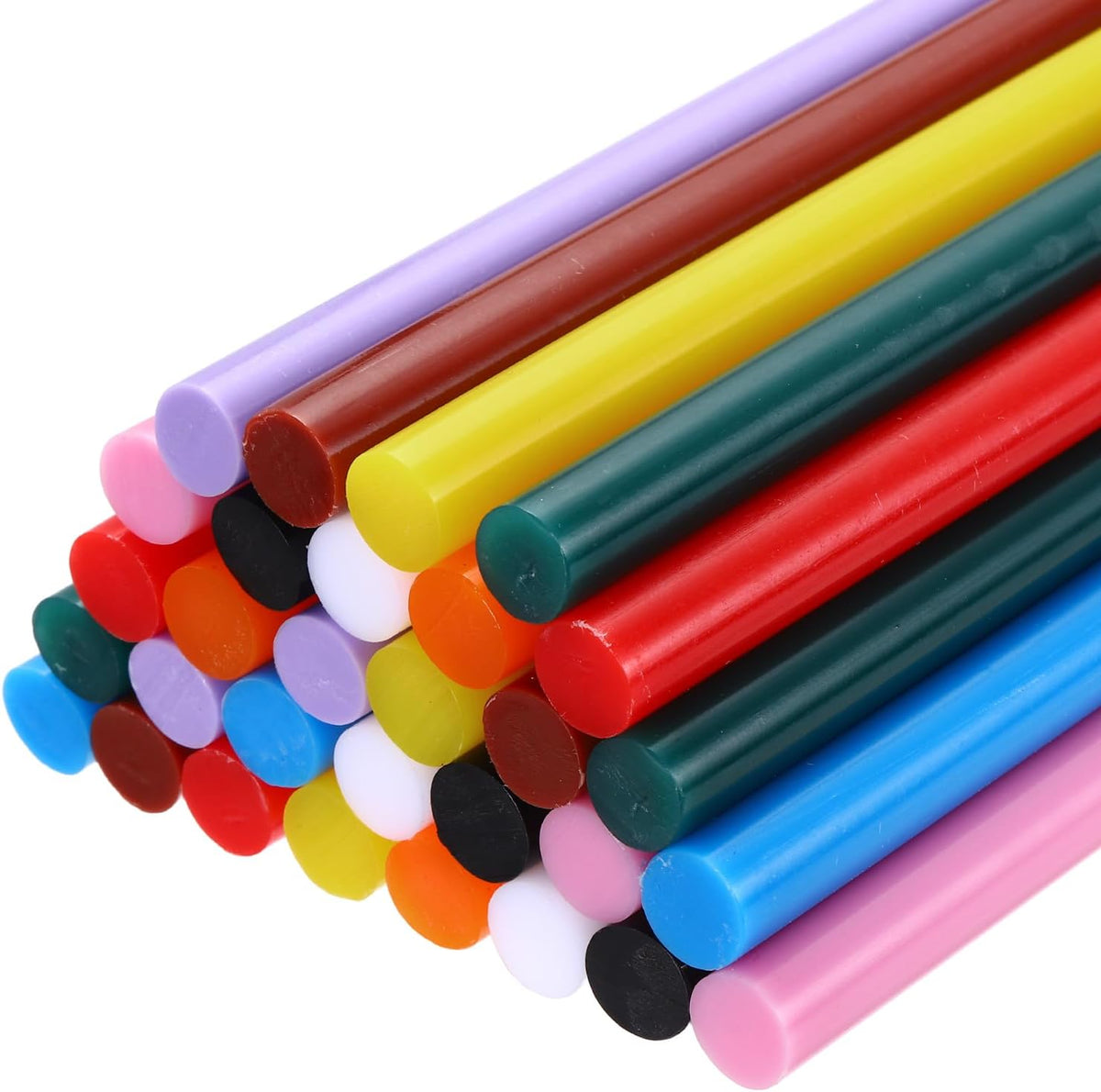 30pcs Full Size Hot Glue Gun Sticks 8-inch x 0.43-inch High Sticky Large Hot Glue Sticks, Black,White,Bright Red,Brown,Purple,Yellow,Sky Blue,Orange,Pink,Deep Green