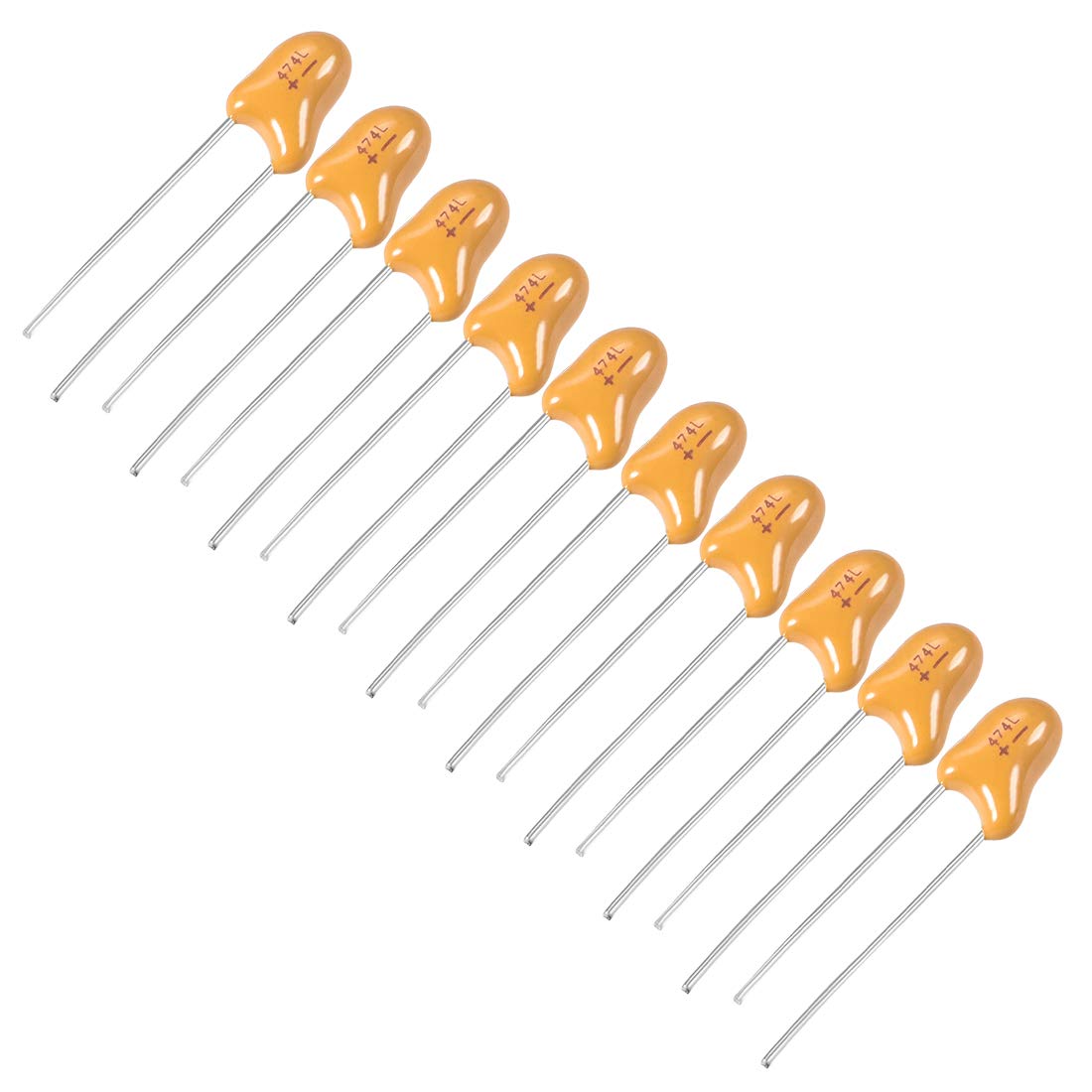 0.47uF Tantalum Capacitor, 35V 2 Pin Yellow Radial Electrolytic Capacitor Dipped Tantalum Bead Capacitors 10pcs