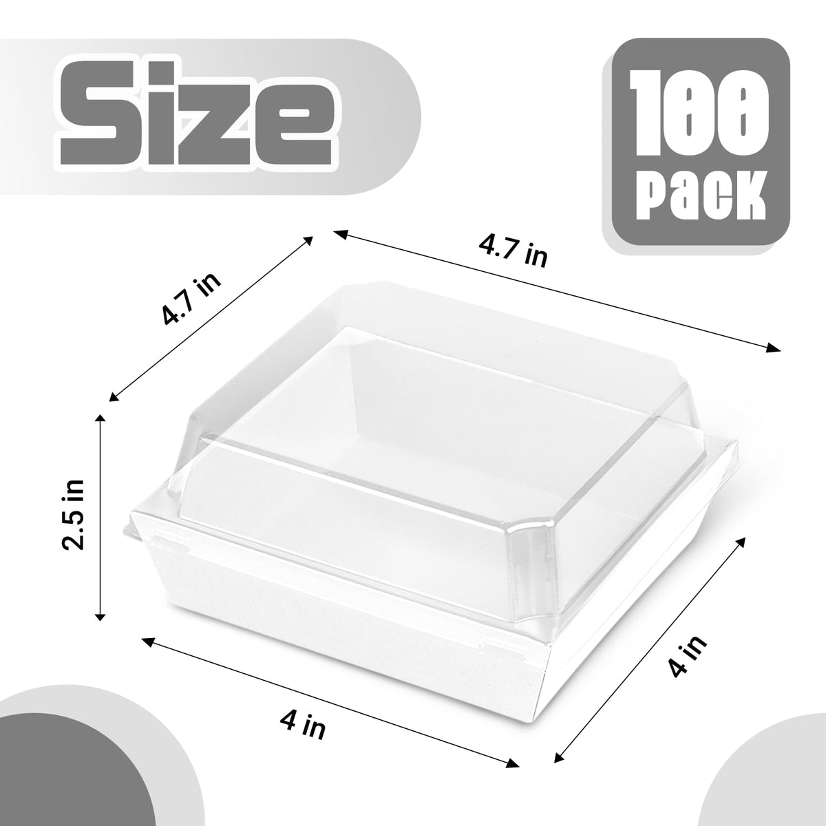 LinkMejor 100-pakke plastisk charcuteriebokser med klare lokk, 4" små