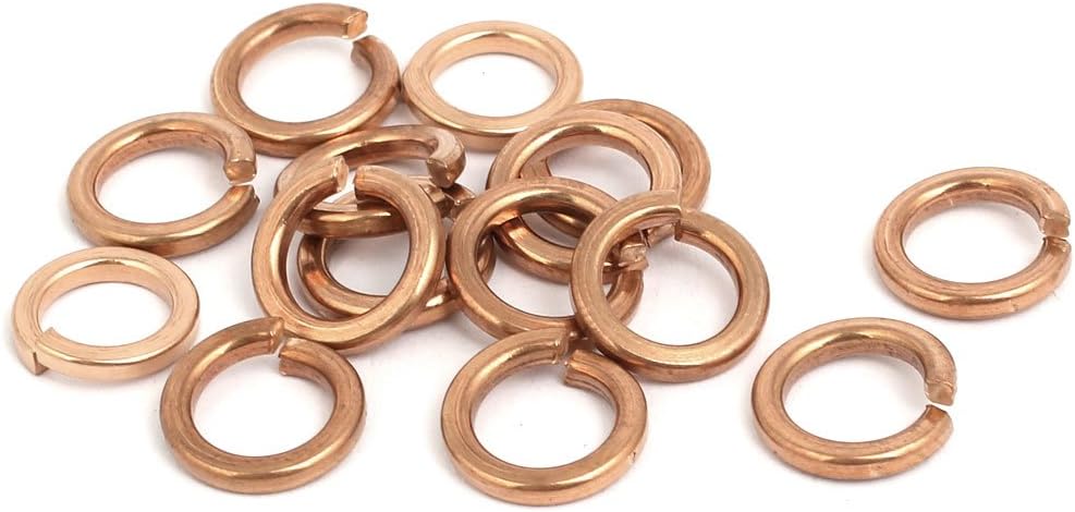 15pcs 8mm Inner Dia Brass Split Lock Spring Washer Gasket Gold Tone