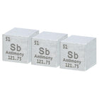 3 Pcs Antimony Cube, 0.39 Inch High Density Metal Element Cube Metal Density Cube Chemical Elements Collection Science Education Experiment Application, Silver