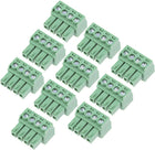 10Pcs AC 300V 8A 3.5mm Pitch 4P Flat Angle Needle Seat Insert-In PCB Terminal Block Connector Green