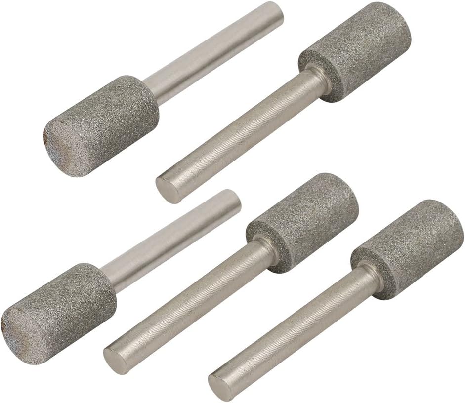 5 Pcs Cylinder Head Diamond Mounted Points Grinding Bits 6mm x 12mm