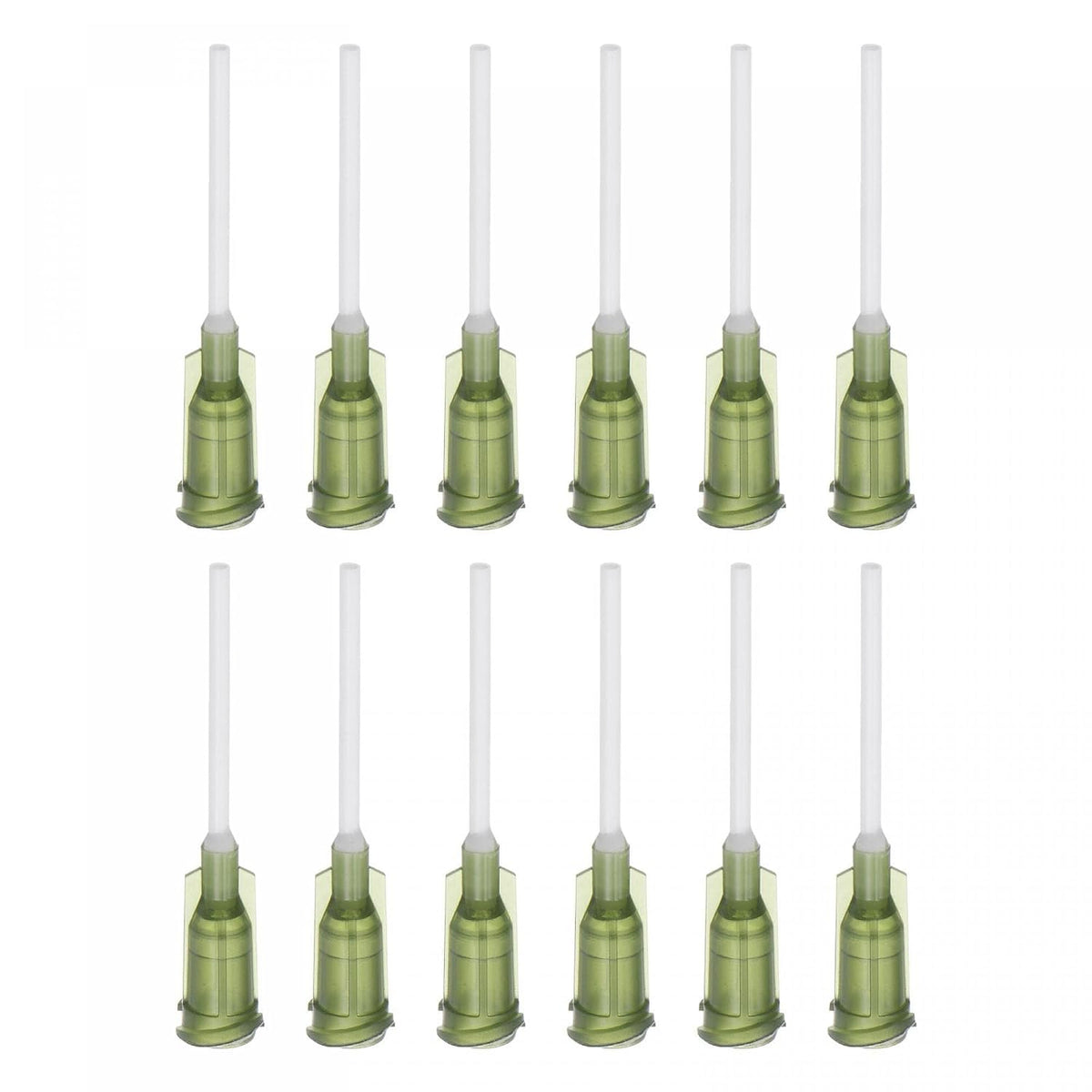 20 Pcs 14G Plastic Dispensing Needles, 1" PP Glue Needle Tube Blunt Luer Lock Tips with PP Flexible Needle for Liquid Glue Gun, Olive