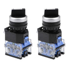 Rotary Selector Switch 2 Positions 2NO Self-Lock Latching AC 600V 10A 22mm Panel Mount (Set of 2)