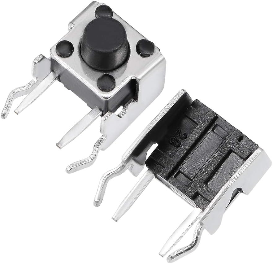 55Pcs Momentary PCB Side Mounting Fixed Bracket Pushbutton Push Button Tact Tactile Switch DIP 2 Terminals 6x6x6mm