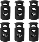 LinkMejor Black Plastic Cord Lock Stopper End Spring Toggle Fastener Slider Organizer 6pcs for Clothing