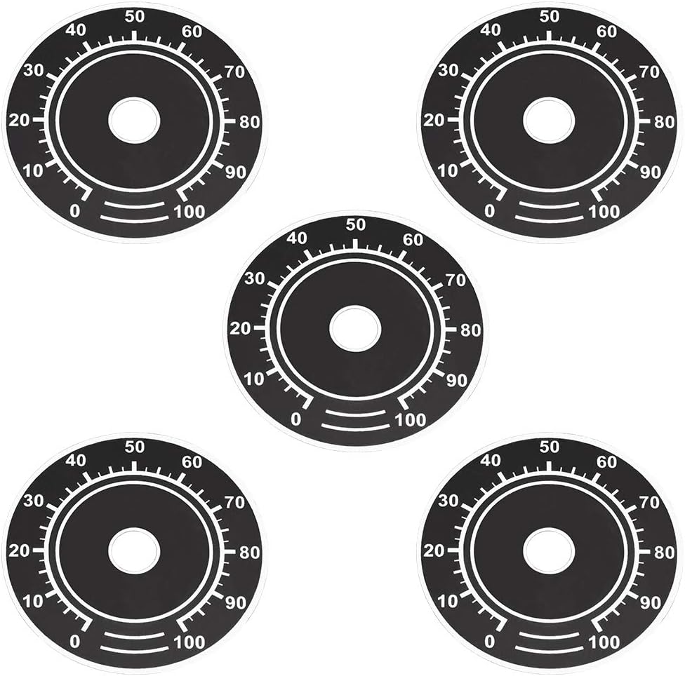 5pcs Aluminum Dial Face Plate Potentiometer Control 0-100 Black Manual Panel Mount Switch