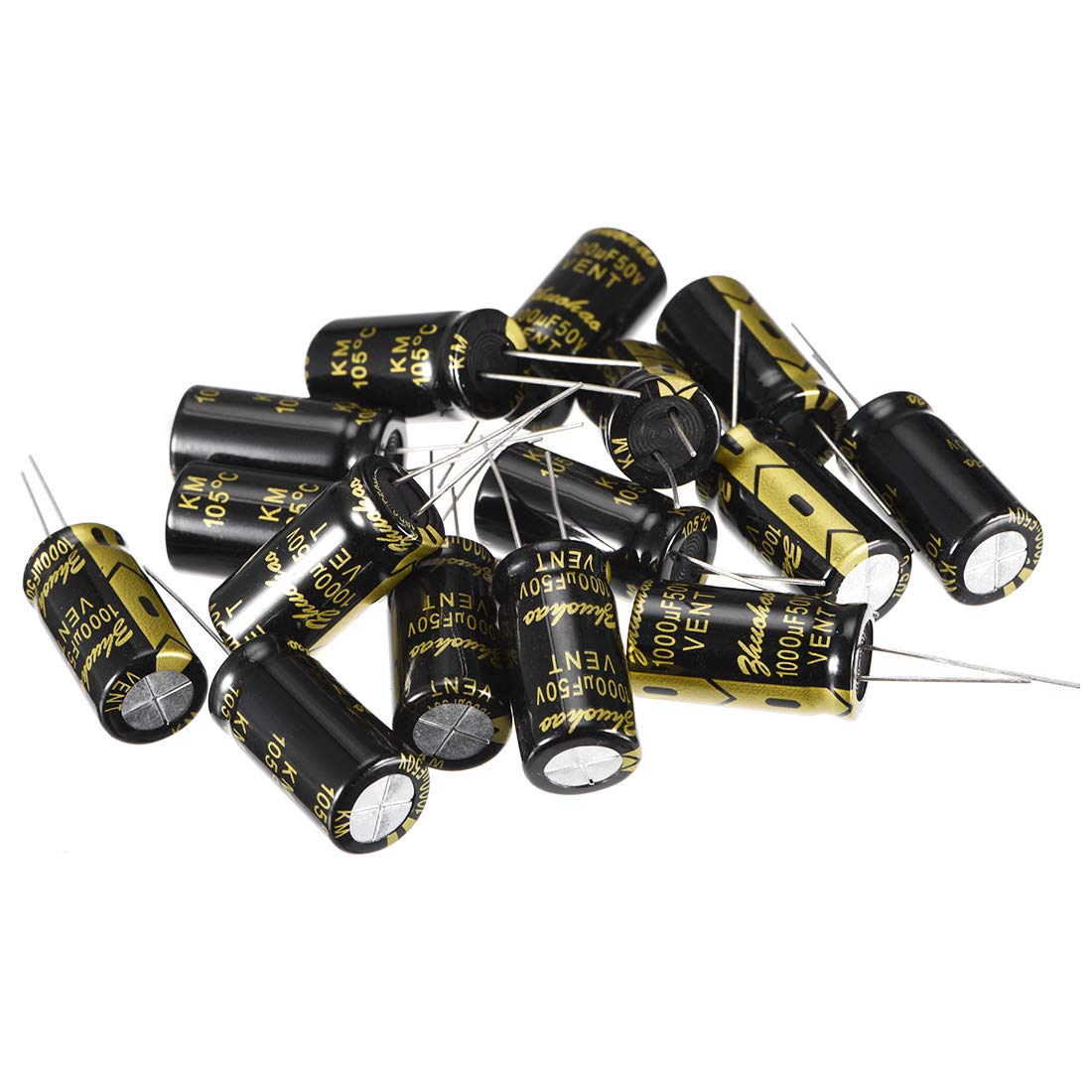 Aluminum Radial Electrolytic Capacitor with 1000uF 50V 105 Celsius Life 2000H 13 x 25 mm Black 15pcs