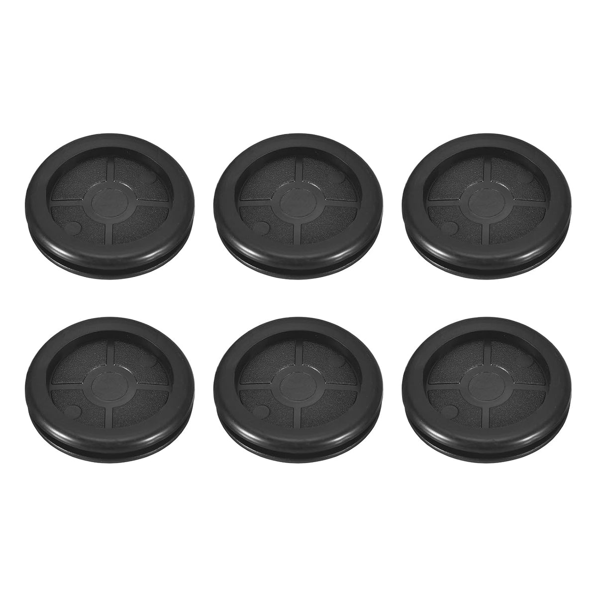 6Pcs Rubber Grommets 1-5/8" (42mm) Drill Hole, 1-2/4" (35mm) ID Double Sided Hole Plugs Ring Gasket for Firewall Cable Wire Protecting, Black
