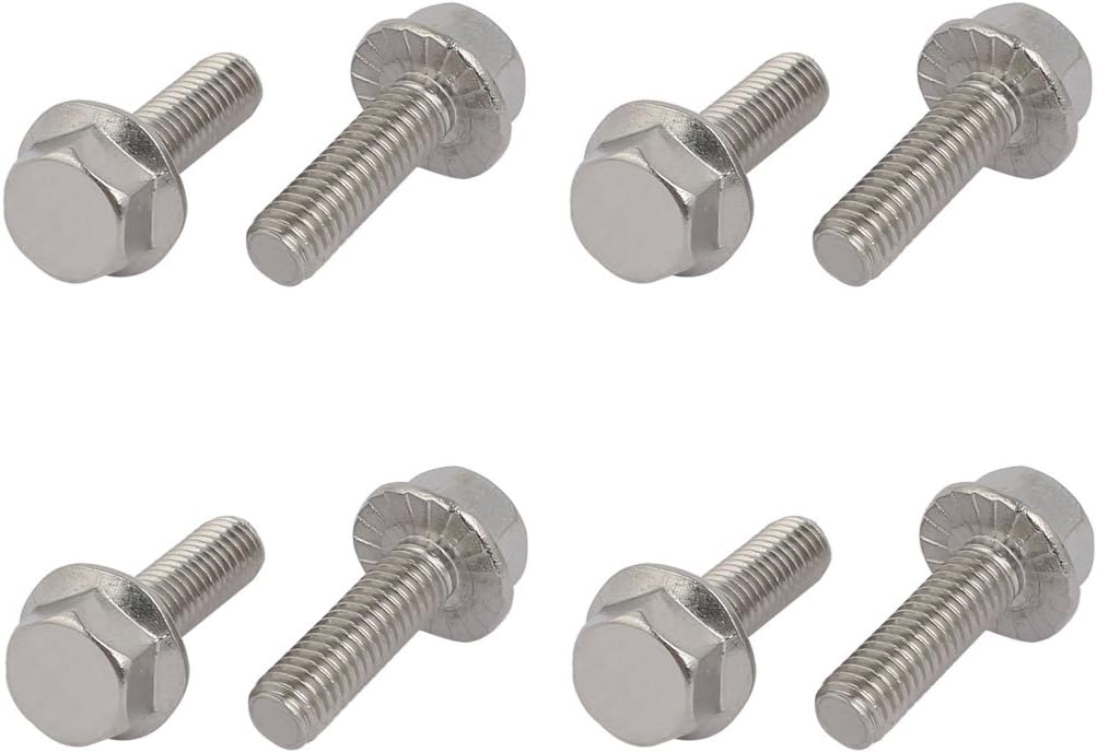 M6x20mm Thread 304 Stainless Steel Hex Head Serrated Flange Screw Bolt 8pcs