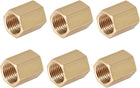 Brass Pipe Fitting Connector Straight Hex Nipple Coupler 1/4 X 1/4 G Female Thread Gold Tone 6pcs