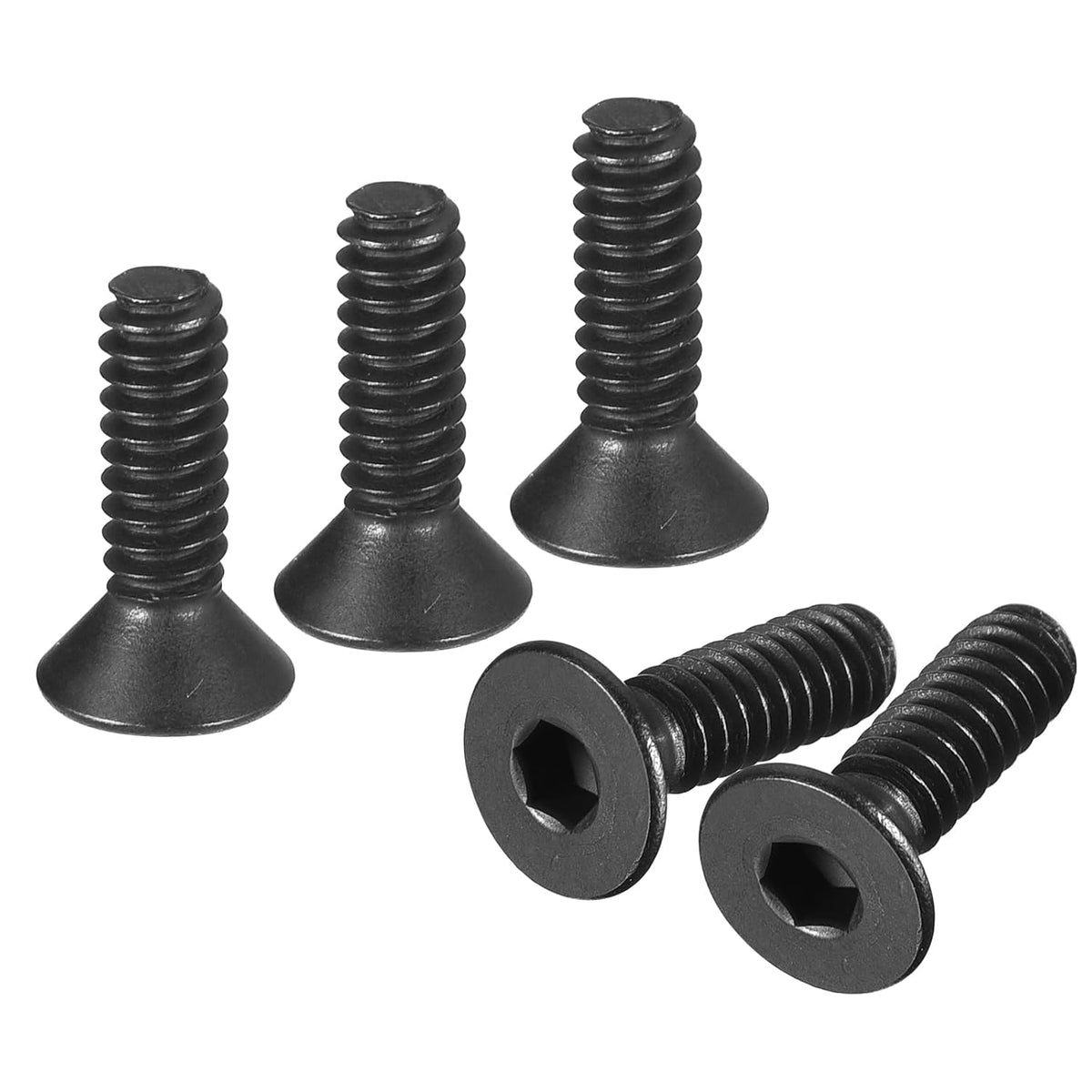 #5-40x3/8 Flat Head Socket Cap Screws, 10.9 Grade Carbon Steel Hex Socket Countersunk Flat Head Screw Bolts Machine Screws Fasteners, Fully Threaded, Black Oxide, 20Pcs