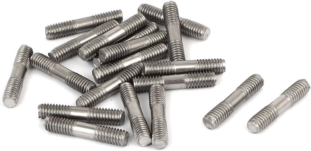 M4x20mm 304 Stainless Steel Double End Threaded Stud Screw Bolt 20pcs